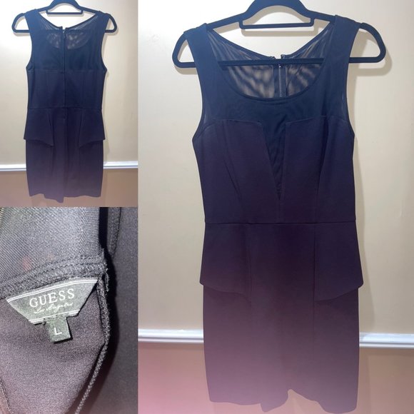 Guess Black Dress with Mesh Plunge Size Large - Picture 1 of 4